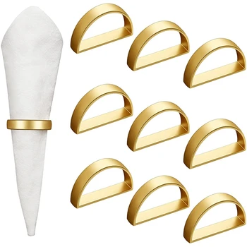 10 Vienetų Aukso Servetėlių Žiedai Metaliniai Servetėlių Žiedas Turėtojai Modernaus Dizaino Žiedas Turėtojas Metalo Puslankiu Valgiaraščių Sagtys