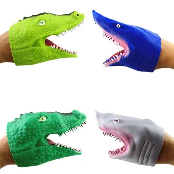 10vnt Minkštas TPR Modeliavimas Sea Life Krokodilas Ryklio Galvos Modelį Didelio Lankstumo Pirštinės Žaislas, Interaktyvus Lėlių Mokymo Priemonė