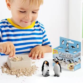 1Set Pingvinas Žaislai Kasimo Gipso Blokas Pingvinai modelis Mokslo Ištirti Kasybos Žaislas Vaikams, dovanos, švietimo Dėlionė