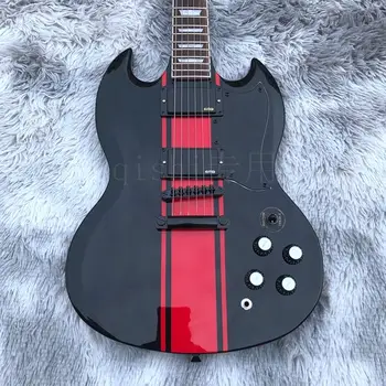 2021 metų populiarus naują atvykimo elektrine gitara, juodos spalvos gitara pagaminta kinijoje 6 stygų gitara