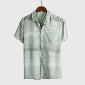 2021 vasaros marškinėliai vyriški laisvalaikio visas rungtynes, tendencija trumpas rankovėmis dryžuotas slim-fit vyriški marškinėliai mados verslo slim-fit vyriški marškiniai
