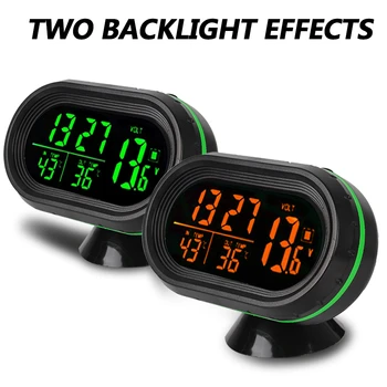 3 1. Termometras Laikrodis Voltmeter Automobilių LCD Skaitmeninis Ekranas Laikrodis Įšaldyti Įspėjimo Lipnios Automobilių Stiliaus Žalia + Oranžinis Apšvietimas