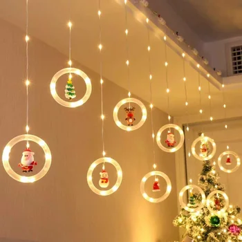 3M LED Atostogų Girliandą užuolaidų Šviesos Kalėdinė Dekoracija Lempos Kambario Dekoro Girliandą Naujųjų Metų Girlianda Santa Apdailos Reikmenys