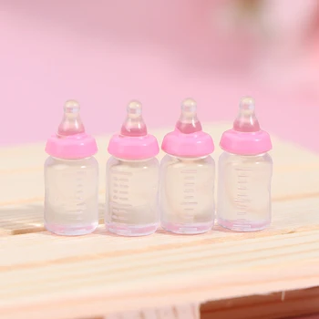 4Pcs Mini Pieno Butelis 1:12 Miniatiūriniai Lėlių Kūdikių Pieno Butelis Doll House Dekoro