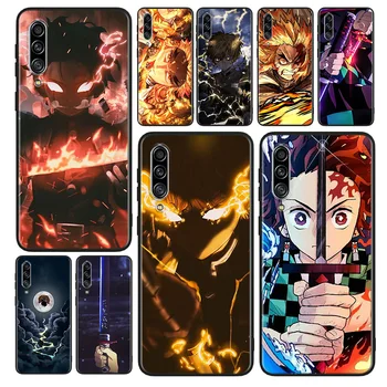 Anime Demon Slayer Telefono dėklas Samsung A90 A80 A70S A60 A50S A30S A40 A2 Core A20E A20S A30 A10S Juodo Dangtelio