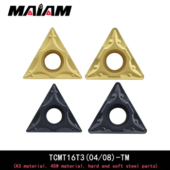 aukštos kokybės TCMT trikampio įterpti TCMT16T3 TCMT16T304 TCMT16T308 TM įterpti Karbido metaliniu įdėklu kietos ir minkštos dalys plieno