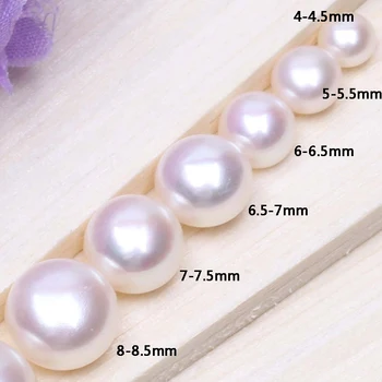 Balti Perlai Mygtuką Didmeninės Kainos 6-6.5 mm 8-8.5 mm Natūralių Gėlavandenių Perlų už Auskarai, Žiedai, Todėl Prarasti Pusę Skylę Perlai