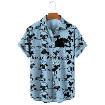CLOOCL Mados vyriški Marškiniai Juokinga Aniamls Black Sheep 3D Atspausdintas Atsitiktinis Marškinėliai trumpomis Rankovėmis Beach Marškinėliai Vyrams Drabužius