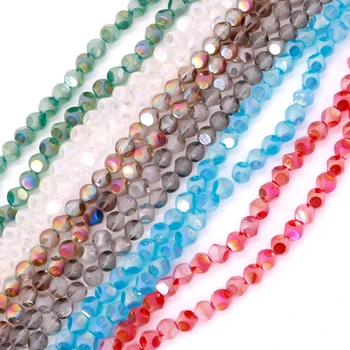 Didmeninė 6 mm Bicone Crystal Beads 98pcs/AB daug Spalvų Mielas Nereguliarus Briaunotas Plokšti, Apvalūs Akiniai Granulių Papuošalai Priėmimo Medžiaga