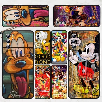 Disney Mickey Minnie Pet Plutonas Dėl KOLEGA Reno 7 6 5 4 3 SE F Pro Plus 4G 5G Juoda Telefono dėklas Silikoninis Dangtelis Minkštas Funda Rubisafe