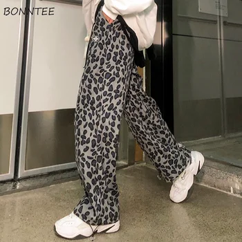 Haremo Kelnės Moterims Prarasti Leopard Streetwear Cool Dizaino Patogus Kolegijos Mados Atsitiktinis Elastinga Juosmens Moterų Prašmatnus Populiarus Ins