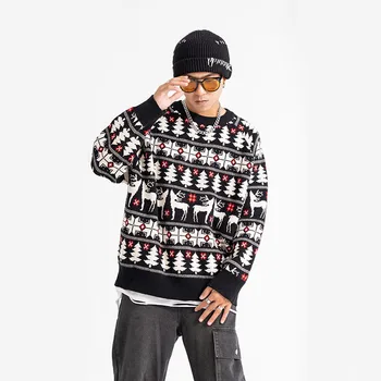 High Street, Hip-Hop Vyrų Megztinis Mados Prarasti Pora Vintage Kalėdų Džemperis Atsitiktinis O Kaklo Aukštos Kokybės Megztas Megztinis Vyrams