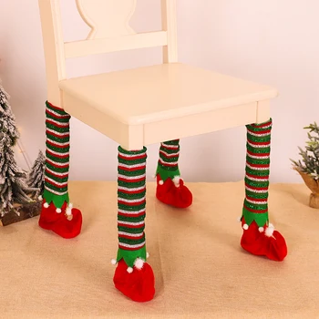 Kalėdų Juostele Kėdės Koją, Padengti Stalo Kojos Apima Kalėdų Dekoracijas Dryžuotas Stalo Kojos Apima Namų Apyvokos Daiktai