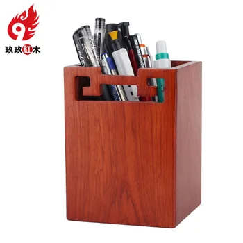 Kinijos raudonmedžio aikštėje Pen Rašikliu kūrybinių mados, biuro reikmenys raudonmedžio medienos Desktop Storage Box