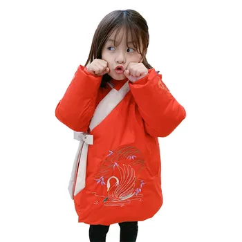 Kinų Stiliaus Mergaičių Švarkai Siuvinėjimo Vaikų Berniukų Paltai Vaikų Žiemos Viršutinių Drabužių Siuvimas & Paltai Kūdikių Mergaičių Drabužių Rudens-Žiemos Parkas