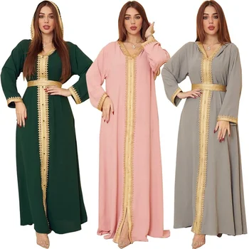 Maroko Kaftan Dubajaus Moterų Musulmonų Gobtuvu Suknelė 2022 Eid Mubarakas Islamo Drabužius Ilgomis Rankovėmis Prarasti Didelis Boubou Djellaba Femme