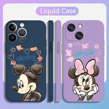 Mickey Mouse Mielas Anime Telefono dėklas Skirtas Apple iPhone 14 13 12 Mini Pro 11 XS MAX XR X 8 7 6S SE Plus Skystis Virvę, Minkštas Viršelis Funda