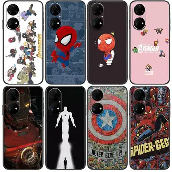 Mielas Marvel herojus simbolių Telefonų Atveju, Huawei p50 P40 30 P20 10 9 8 Lite E Pro Plus Black Etui Coque Tapybos Hoesjes komiksų