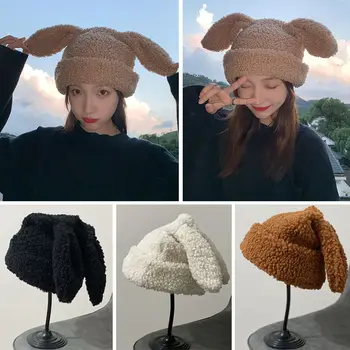 Moterų Kašmyras Puošmena Triušio Ausis Skrybėlę Rudens ir Žiemos Megzti Vilnos Skrybėlę Žiemos Tirštėti Šiltas korėjos Versija, Japonijos Skrybėlę