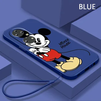 NAUJAS Disney Mickey Mouse Telefoną Atveju Huawei P20 P20 PRO LITE 2019 30 LITE PRO P40 P50 PRO LITE P Smart z pro Skysčio Virvė Minkšta