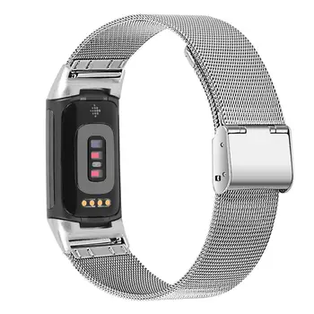 Nerūdijančio Plieno Dirželis Fitbit Mokestis 5 Reguliuojama Apyrankė Smart Watch Band Black/Silver/Gold/Rose Gold