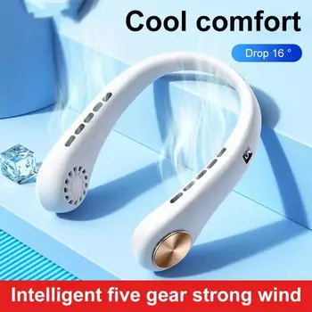 Nešiojamų Kaklo Ventiliatorius 360 Laipsnių Ventiliatorius USB Įkrovimo Aušinimo Ventiliatorius Haning Neckband Gerbėjai Oro Aušintuvas Skaitmeninis Bladeless Aušinimo Ventiliatoriai