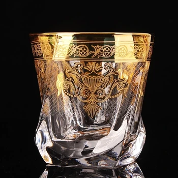 Palace stiliaus krištolo stiklas su aukso linija, alaus bokalas namo, arbatos puodelio sulčių didelis viskio užsienio vyno taurė