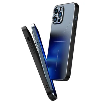 Prabangūs Ultra Plonas Telefono Dėklas Skirtas Iphone 14 12 13 Mini Pro 11 Max Plus Metalo Atgal, Padengti Minkštos Tpu Buferiai, Objektyvo Apsauginis Dangtis