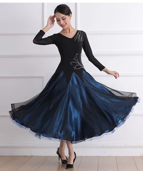 Pramoginių Šokių Suknelės Moterims ilgomis Rankovėmis Juoda Flamenko Šokio Sijonas Motinos Standartiniai Valsas Sportinių Šokių Suknelė