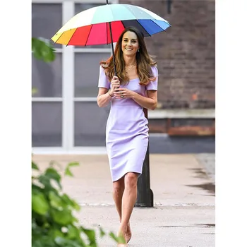 Princesė Kate Middleton Suknelė Violetinė 2021 Aukštos Kokybės Elegantiškas Suknelės Nereguliarus trumpomis Rankovėmis, Biuro Pieštuku Suknelė NP1702J