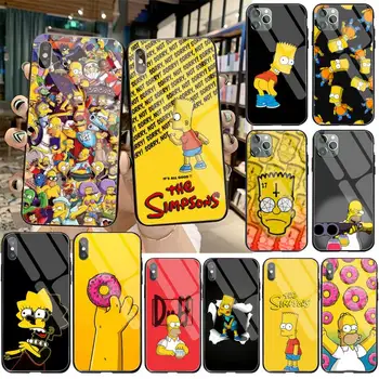 Simpsonai Animacinių filmų Telefono dėklas Grūdintas Stiklas iPhone 12 max mini 11 Pro XR XS MAX 8 X 7 6S 6 Plus SE 2020 dangtis