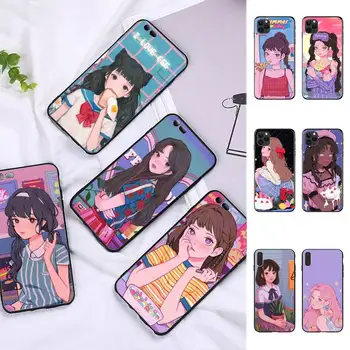 TOPLBPCS INS Kawaii Japonų Anime iliustracija Mergina, Telefono dėklas skirtas iPhone 11 12 13 Mini Pro Max 8 7 6 6S Plus X 5 SE 2020 XR XS