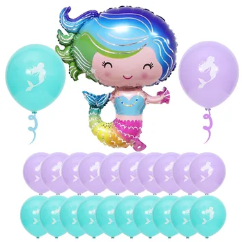 Undinė balionas kūdikių vasaros baseinas šalis undinė aliuminio folija balionas paketą vaikų gimtadienio apdailos latekso balionas