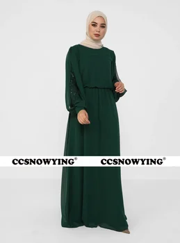 Šifono China Musulmonų Vakaro Suknelės Ilgomis Rankovėmis Islamo Promenadzie Suknelė Moterims, O Kaklo Hijab Oficialią Šalies Suknelė Chalatas De Soiree